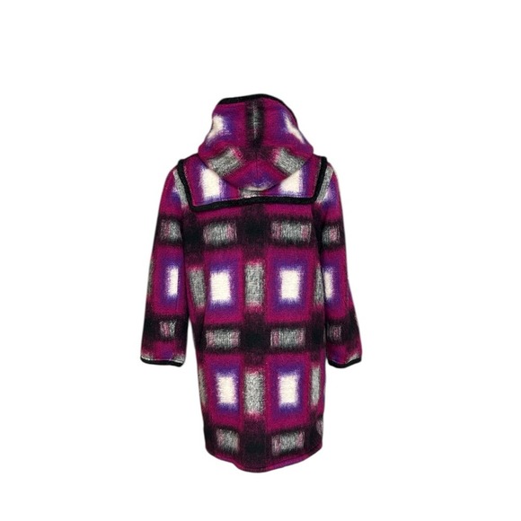 Anna Sui Ombre Plaid Toggle Hooded Wool Blend Coat Jacket Women Size 6 - Picture 5 of 16